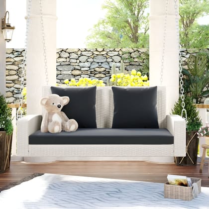 MJA FURNITURE Patio Outdoor Double Seater Swing Chair Without Stand for Balcony, Garden | Rattan & Wicker Hammock Jhula for Adults