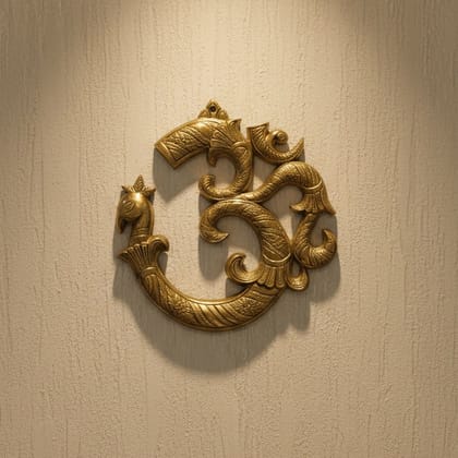 Brass Om Hanging Showpiece | Meditation Space Decor, Height : 10 Inch (FMAS786 G) Brass Om Hanging Showpiece | Meditation Space Decor, Height : 10 Inch (FMAS786 G)