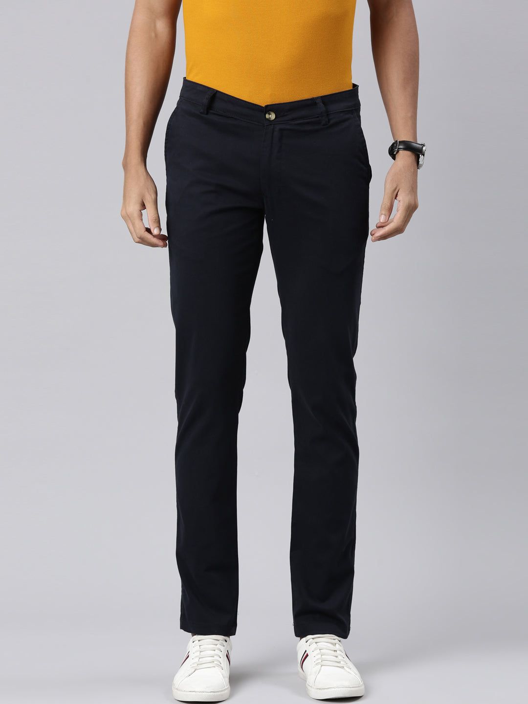 Classic Polo Men's Black Cotton Lycra Slim Fit Trousers | TRS-CHINO-BLK MF LY