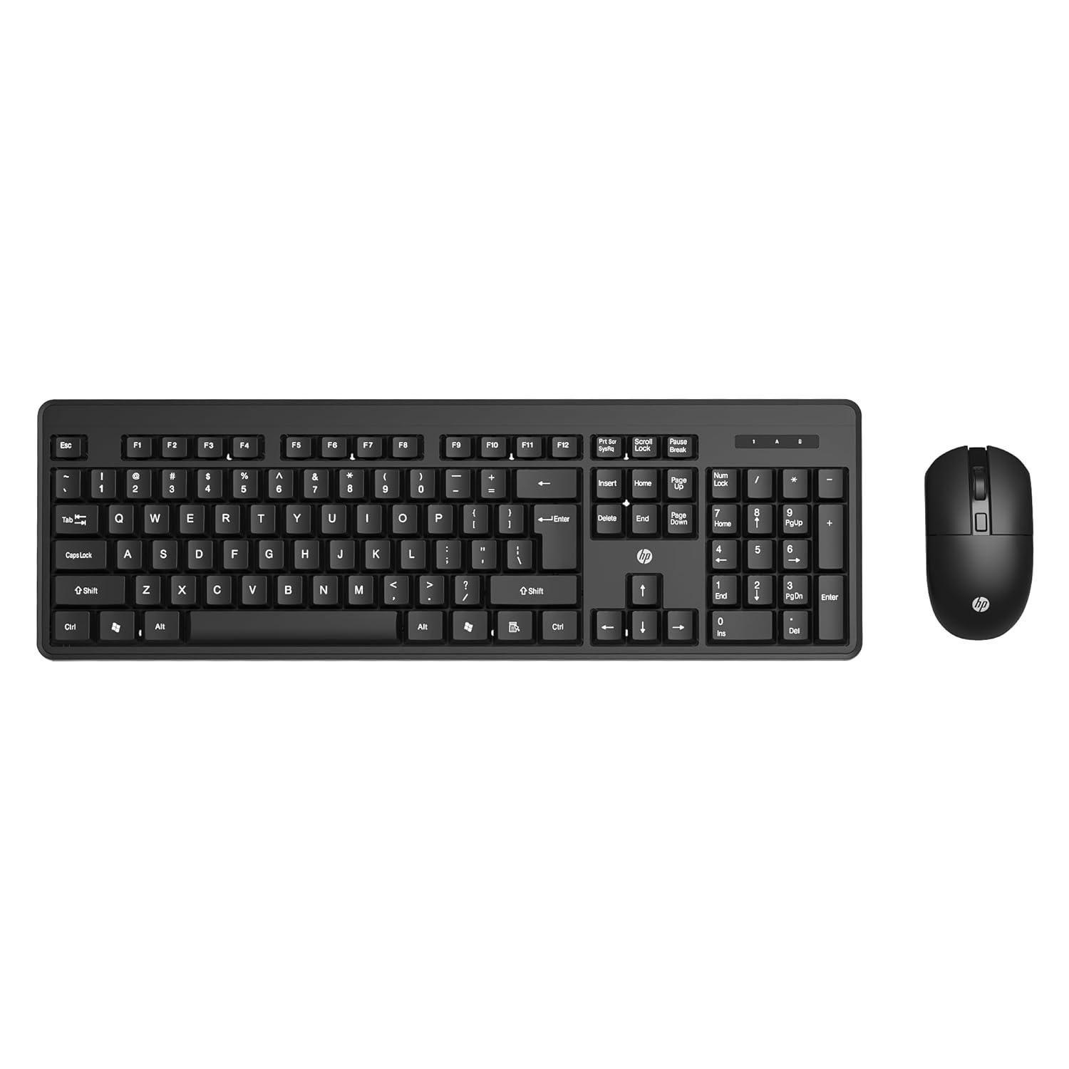 HP KM200 Wireless Mouse and Keyboard Combo, Full-Size Ergonomic Design, 3 Button and Built-in Scroll Wheel, 2.4 GHz Wireless connection