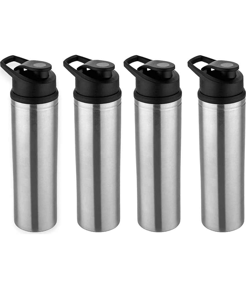 ATROCK Fridge Water Bottle Steel Bottle Sipper Bottle Silver Water Bottle 900 mL ( Set of 4 )
