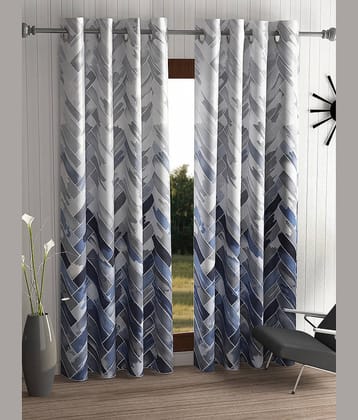 Home Sizzler Set of 2 Long Door Semi-Transparent Eyelet Polyester Grey Curtains ( 274 x 116 cm )