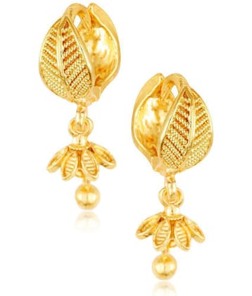 Vighnaharta Filigree work Gold Plated alloy Hoop Earring Clip on fancy drop Bali Earring for Women and Girls  [VFJ1592ERG] - Golden