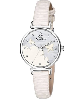 AQUA BLISS - White Leather Analog Womens Watch
