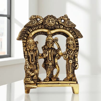 Brass Ram Darbar Decorative Statue | Premium Ram Parivar Showpiece, Height : 3.5 Inch (BSMAS1394 B)