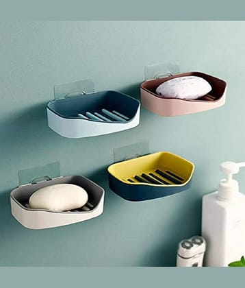 ABS Plastic Adhesive Waterproof Kitchen, Bathroom Soap Dish Soap Holder (Pack of 2)