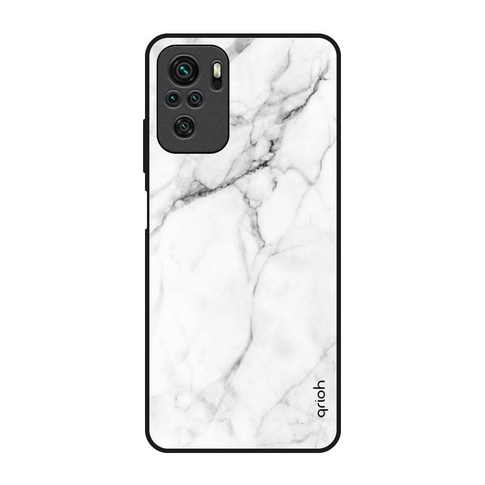 Modern White Marble Glass Case for Redmi Note 10S
