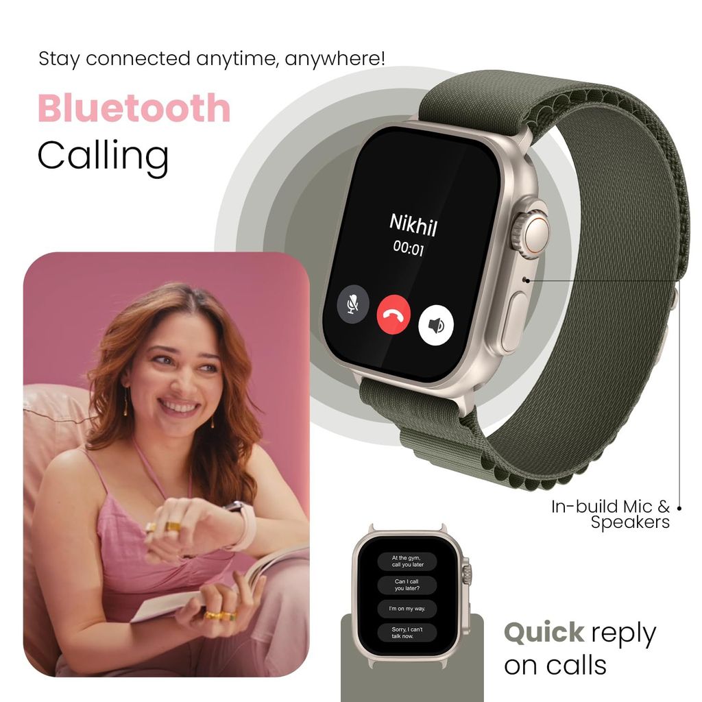 CELLECOR M4 Rush 1.91" HD Display | 600 NITS | AOD | BT-Calling | AI Voice | IP67 | Rotating Crown | SmartWatch (Garnish Black Green)
