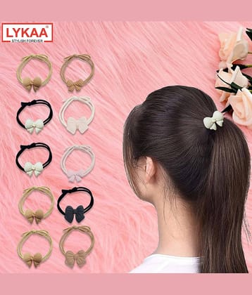 Lykaa Korean Style Rubber Bands Elastic with Knots Thick Curly Hair For Girls - Pack of 10