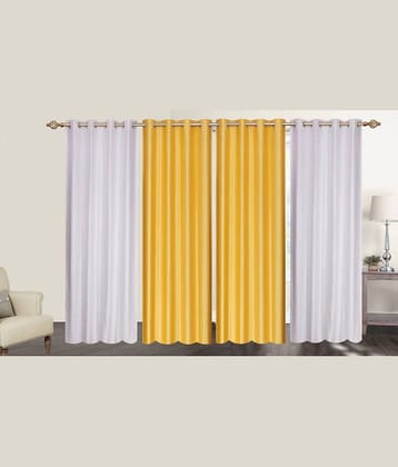 N2C Home Solid Semi-Transparent Eyelet Curtain 5 ft ( Pack of 4 ) - Multicolor