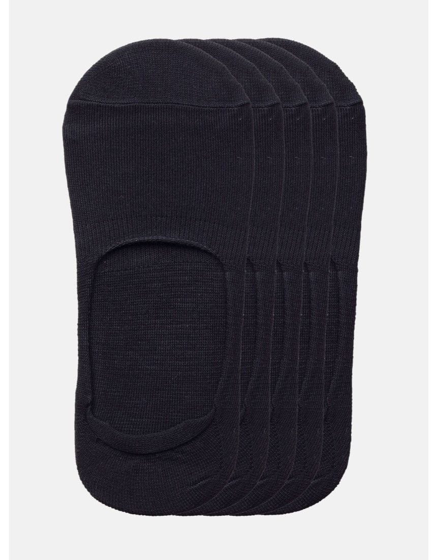 5 Pairs Unisex Casual Cotton Blended Solid No-show Socks (Black)