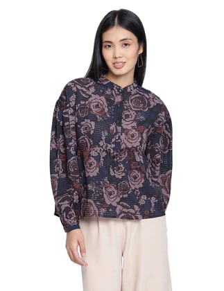 Aqose Black Printed Women Top-S