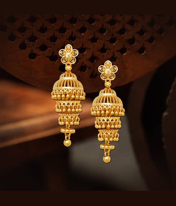 LUV FASHION Golden Jhumki Earrings ( Pack of 1 )