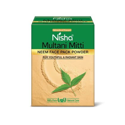 Nisha Multani Mitti for Face, Neem Face Pack Powder 100g, Fuller’s Earth Powder, Natural Oil Control, Acne & Tan Removal