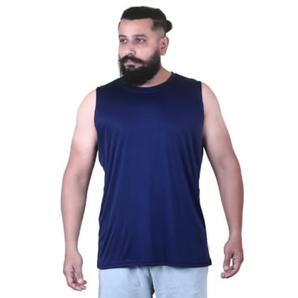 Men's Gym Sleeveless T-Shirt Navy Blue - Drifit, Quick Dry Sports Tank Top, Sando Vest