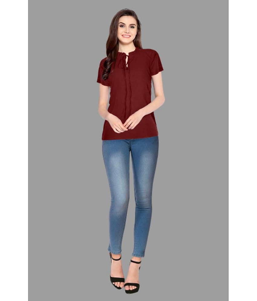 Sanjana Silk Women's Polyester Regular Top ( Maroon )