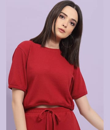 Rigo Women Solid Top With Joggers Co-Ord Set ( Maroon )