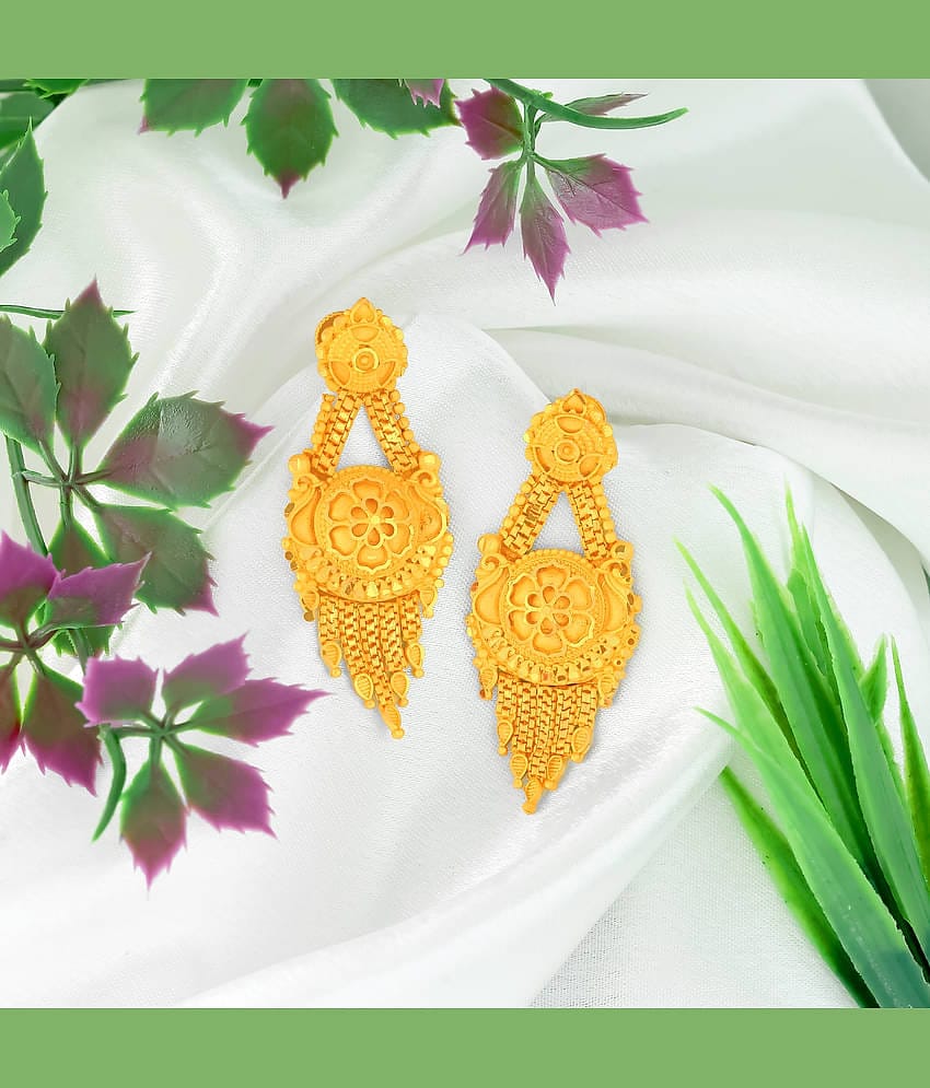 LUV FASHION Gold Chandbalis Earrings ( Pack of 1 )