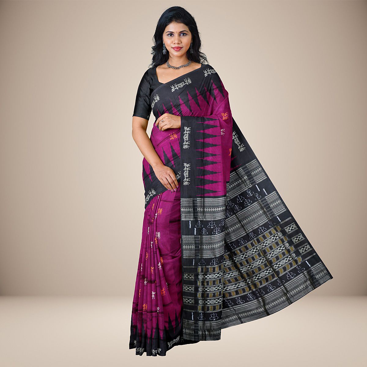 Tribal Motif Bomkai Silk Saree