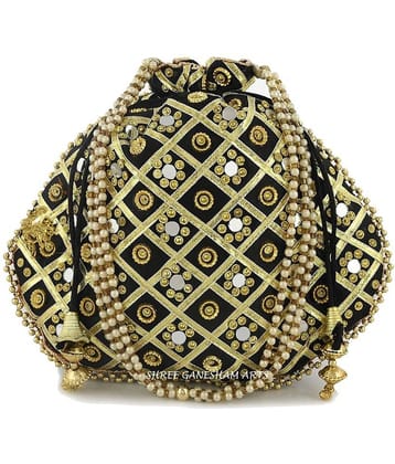 Bulbul Black Silk Potli