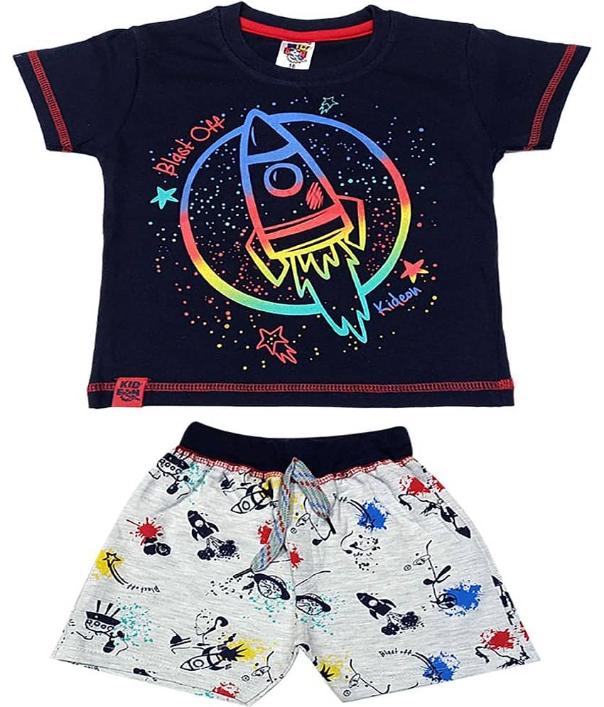 Kideon Pack of 1 Baby Boys 100% Cotton T-Shirt & Shorts ( Black )