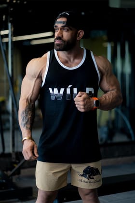 Streetwear Tank With Wild Print (Black)-S