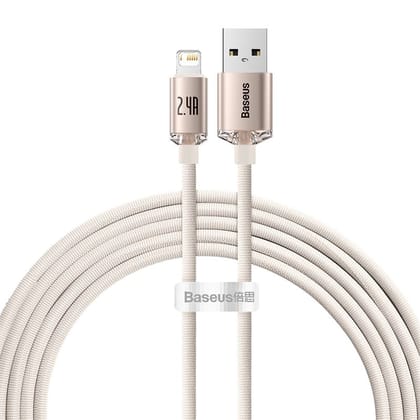 Baseus Crystal Shine Series 2.4A Fast Charging USB to Lightning For Iphone Data Cable--2m / Pink