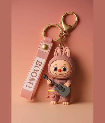 Lavender Labubu Toy Keyring Labubu Doll Cartoon Silicone Keyring for Girls-teens Gifting Key Chain
