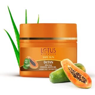 Lotus Herbals Safe Sun Detan After-Sun Matte Cooling Gel  Papaya  Aloe Vera  Paraben Free, Cruelty Free 100G