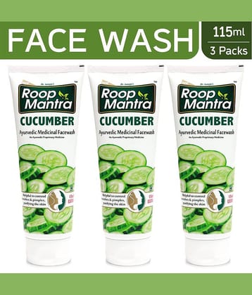 Roop Mantra Cucumber Face Wash 115ml, Pack of 3 (Helpful to Purify the Skin, Control Acne Pimples, Blemishes & Skin Infections, Remove Excess Oil & Dirt)