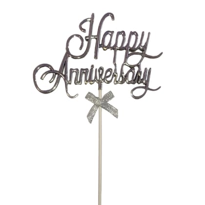 Happy Anniversary Silver Cake Topper
