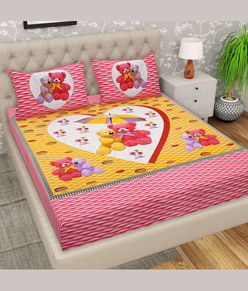 Cosito Cotton 1 Double Bedsheet with 2 Pillow Covers ( Pink )