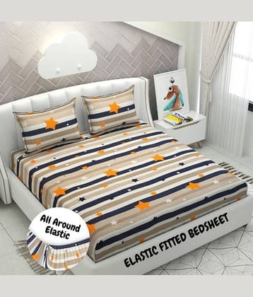 HIDECOR Microfibre Abstract 1 Bedsheet with 2 Pillow Covers - Blue