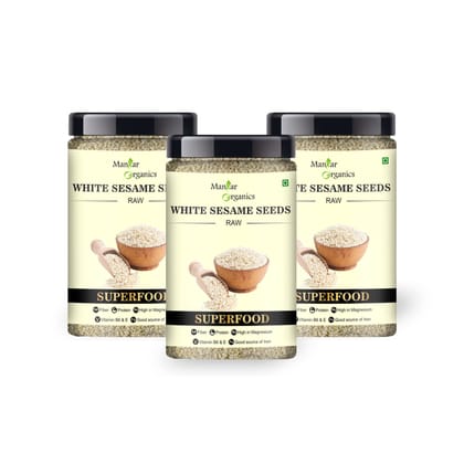 ManHar Organics White Sesame Seeds for Eating 1425gm Jar- Safed Til |Healthy Snacking||High in Protein| ( pack of 3, 475gm each ) ManHar Organics White Sesame Seeds for Eating 1425gm Jar- Safed Til |Healthy Snacking||High in Protein| ( pack of 3, 475gm each )