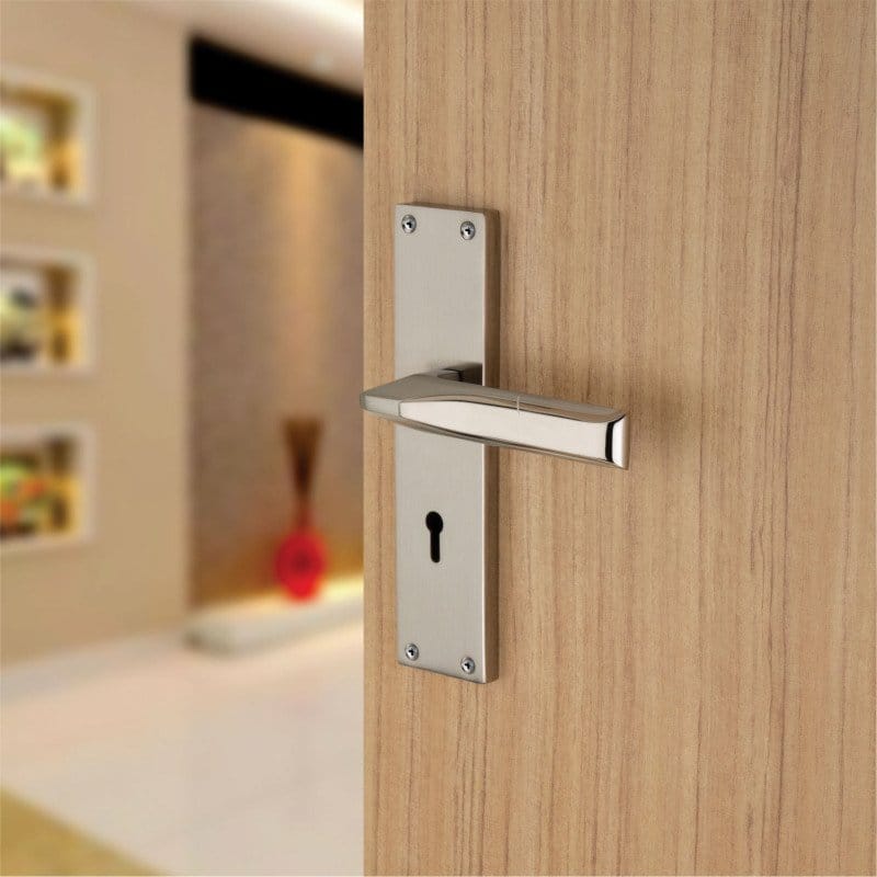 BUCKLER Zinc Alloy-4228-Silver-Saten 8 Inch Mortise Handle set-70MM Double Turn Bullet Lock (SIlver-Saten)