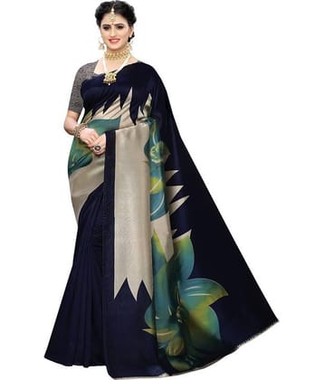 Saadhvi Art Silk Printed Saree With Unstitched Blouse Piece ( Green )