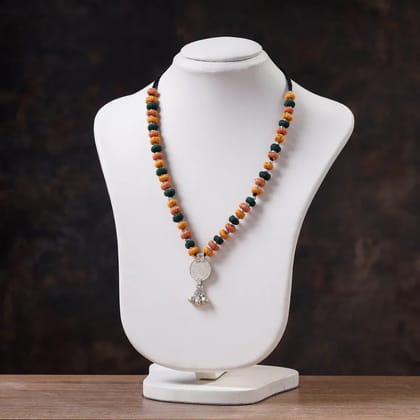 Multicolor Lambani Thread & Bead Work Coin Pendant Necklace Multicolor Lambani Thread & Bead Work Coin Pendant Necklace