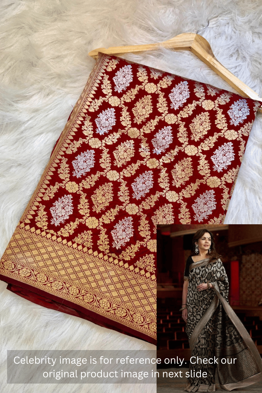Red Nita Ambani Inspired Banarasi Saree