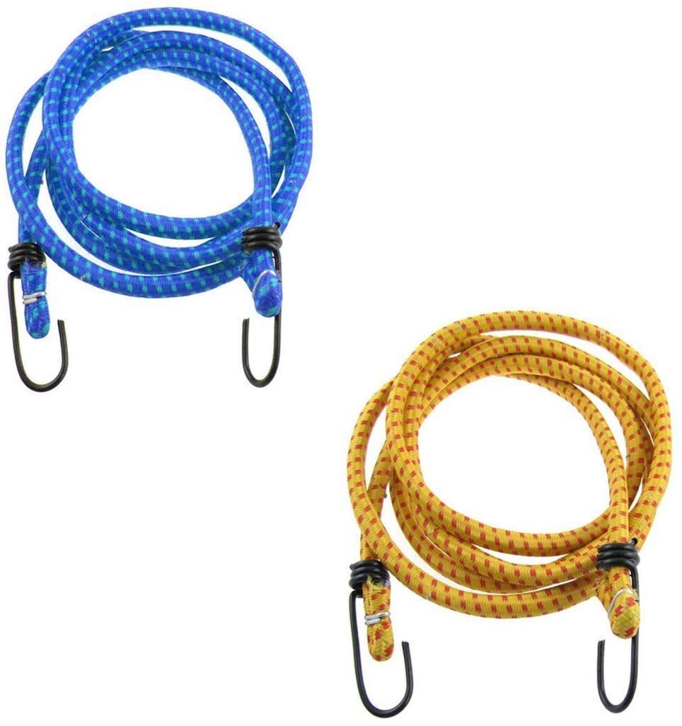 Nawani Elastic Luggage Tying Rope with Hooks (Pack of 2), Goods from Creeping Down-Four Steel Hooks for Tight Grip, Colour May Vary