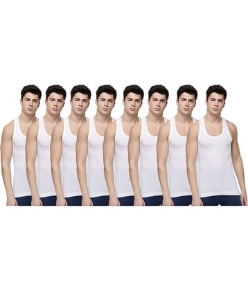 Dollar lehar Pack of 8 Cotton Sleeveless vest For Men ( White )