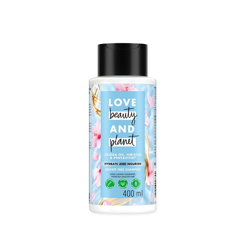 Love Beauty And Planet Jojoba oil, Hibiscus & Pentavitin Hydrate & Nourish Sulfate Free Shampoo 400ml Love Beauty And Planet Jojoba oil, Hibiscus & Pentavitin Hydrate & Nourish Sulfate Free Shampoo 400ml - 400 ml (Pack of 1)