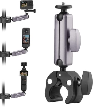 yantralay 360 Rotatable Camera Bike Mount Clamp Motorcycle Handlebar Pole Aluminium Mount for Insta360 X5/X4/X3, Ace Pro/Pro2, Hero13/12/11/10/9,Osmo Action 5 Pro/4/3,Action Camera Accessories yantralay 360 Rotatable Camera Bike Mount Clamp Motorcycle Ha