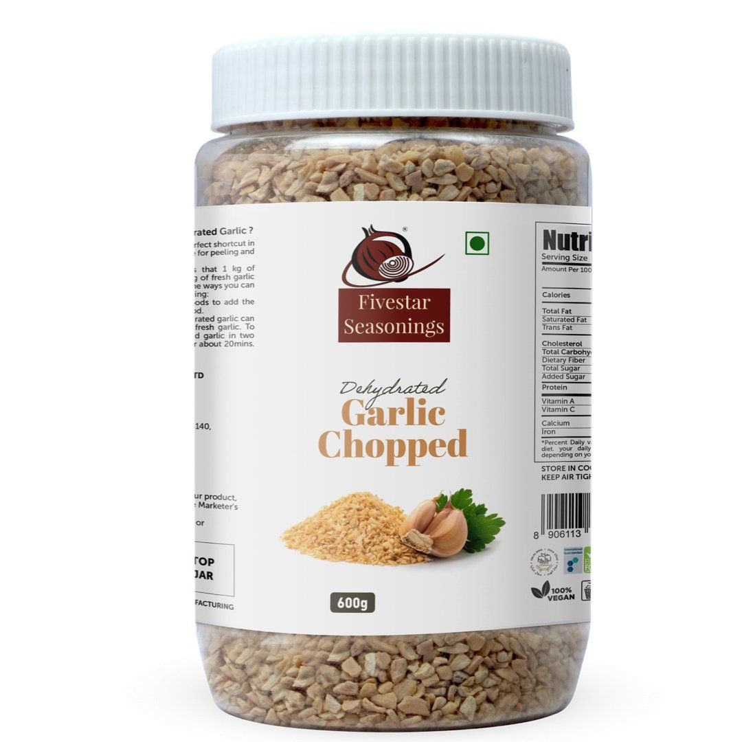 Fivestar Seasoning Dehydrated Garlic Chopped 600g 100% Natural Rich In Iron Easy To Cook 0% Trans-Fat