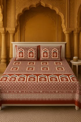 DHRUVINSRI Egyptian,1000,100% Pure Cotton Super King Size Bedsheets, 108 * 108 with 2 Pillow Covers, Super King Size Bed Sheet Set,Hand Block Print-Red
