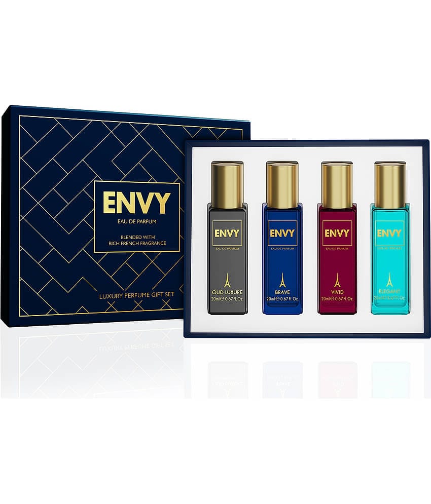 Envy Luxury Gift Set For Men - Oud Luxure, Brave , Vivid & Elegant (20ML Each EDP Set )
