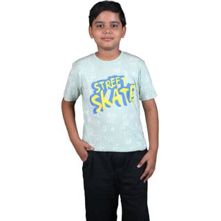 Kid Kupboard Cotton Boys T-Shirt, Light Blue, Half-Sleeves, 9-10 Years KIDS7090