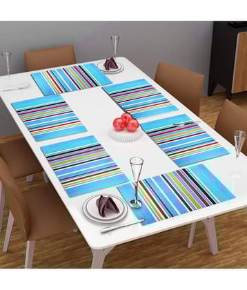 PVC Abstract Rectangle Table Mats (45 cm x 30 cm) Pack of 6 - Blue