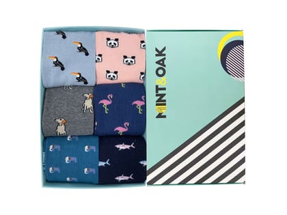 Giftbox of 6 - Animals Socks For Men