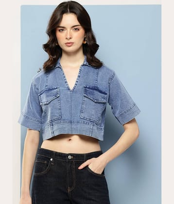 Aarika Women's Denim Regular Top ( Blue )