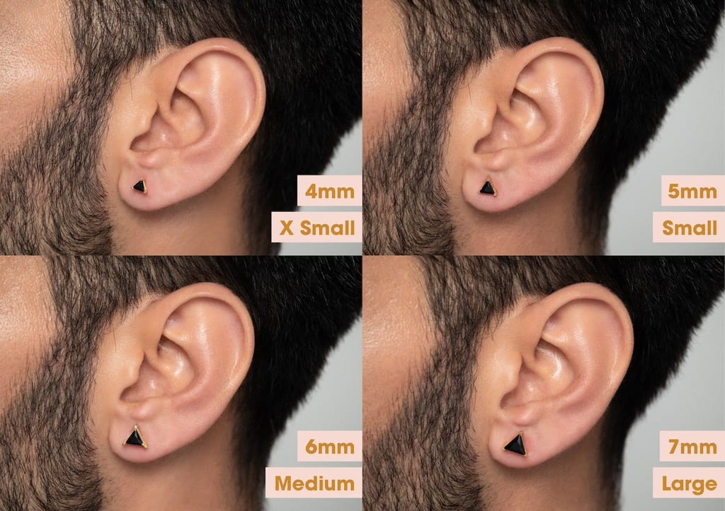 Black Triangle Solitaire Men's Ear Stud (1 Pc Only)